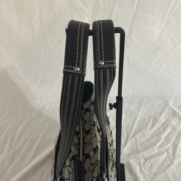 COACH HAMPTONS SIGNATURE LUNCH TOTE BLACK AND GREY F13973 - Picture 5 of 13